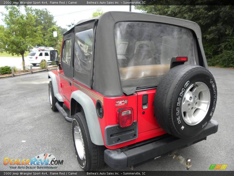2000 Jeep Wrangler Sport 4x4 Flame Red / Camel Photo #11
