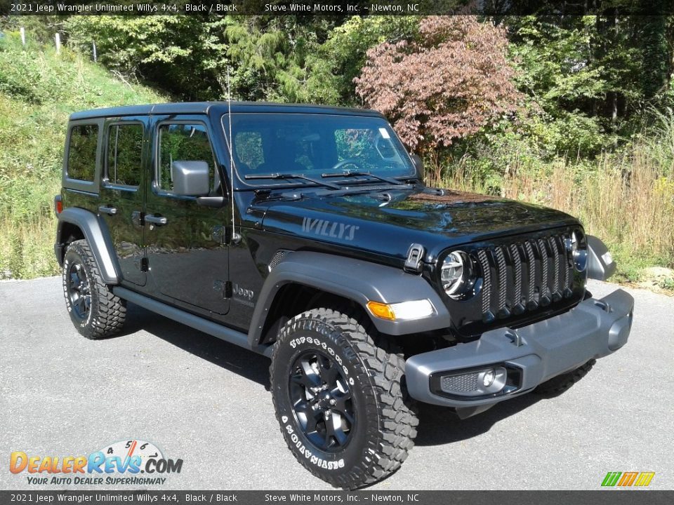 2021 Jeep Wrangler Unlimited Willys 4x4 Black / Black Photo #4