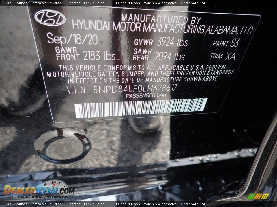 2020 Hyundai Elantra Value Edition Phantom Black / Beige Photo #12