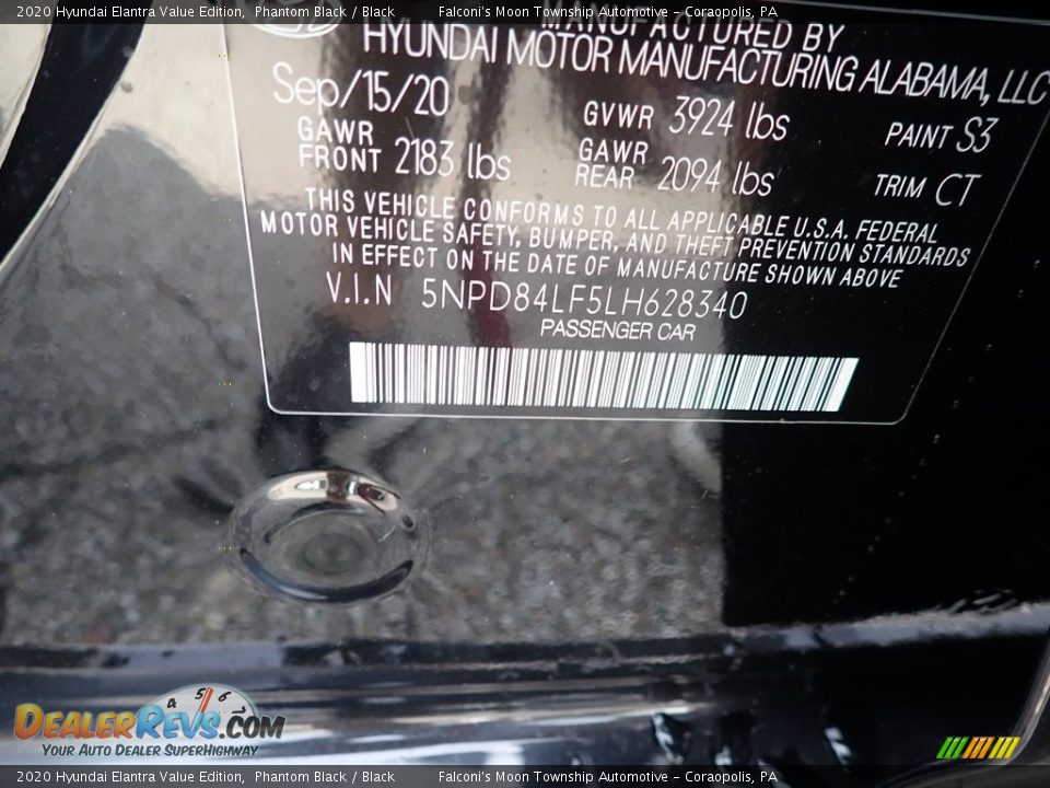 2020 Hyundai Elantra Value Edition Phantom Black / Black Photo #12