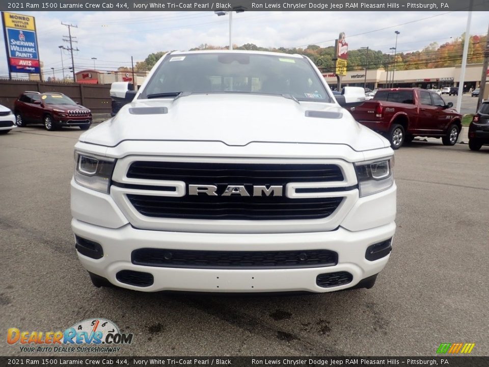 2021 Ram 1500 Laramie Crew Cab 4x4 Ivory White Tri-Coat Pearl / Black Photo #2