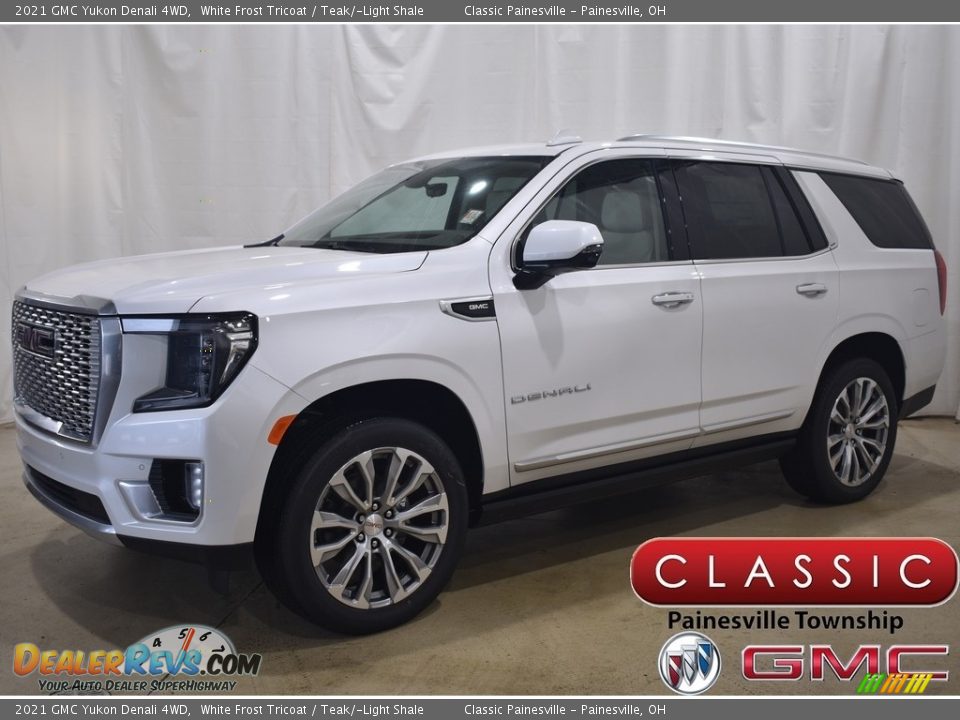 2021 GMC Yukon Denali 4WD White Frost Tricoat / Teak/­Light Shale Photo #1
