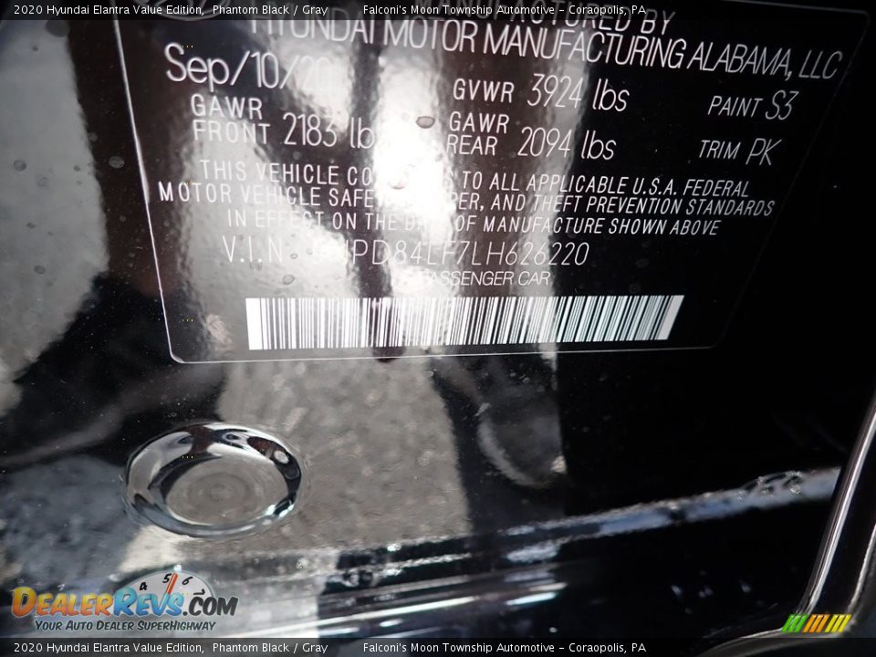 2020 Hyundai Elantra Value Edition Phantom Black / Gray Photo #12