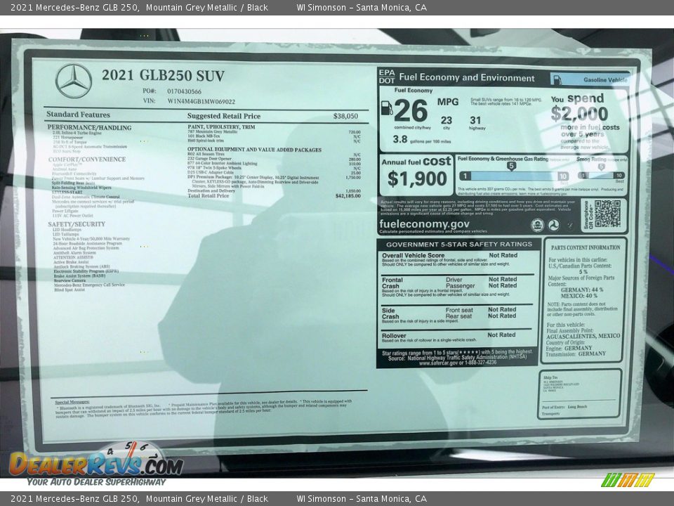 2021 Mercedes-Benz GLB 250 Window Sticker Photo #10