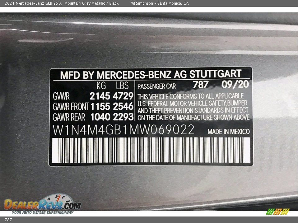 Mercedes-Benz Color Code 787 Mountain Grey Metallic