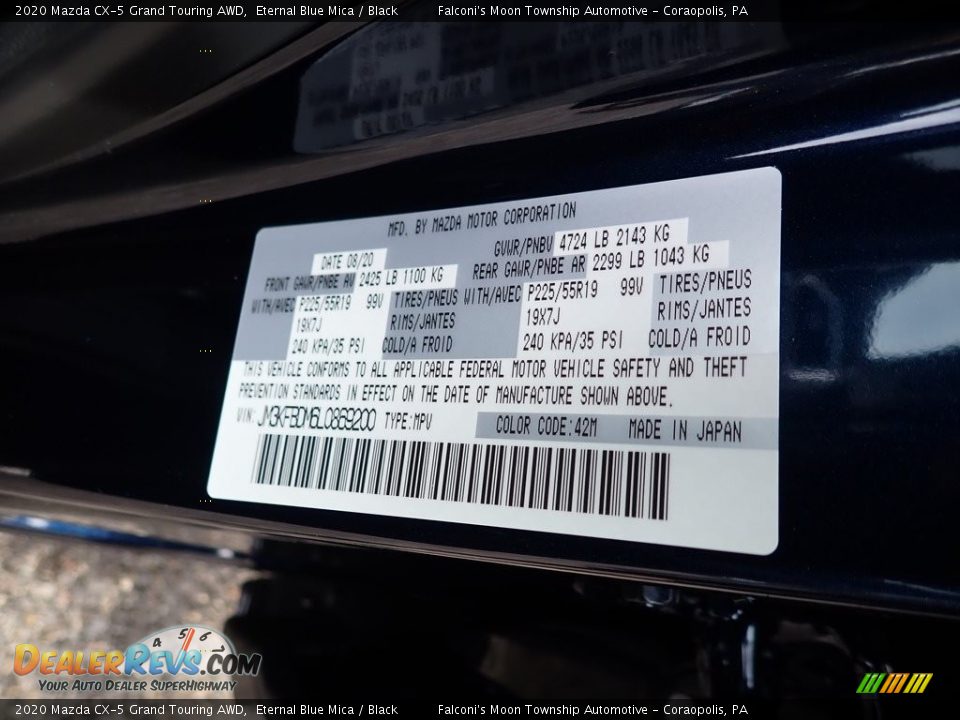 2020 Mazda CX-5 Grand Touring AWD Eternal Blue Mica / Black Photo #12