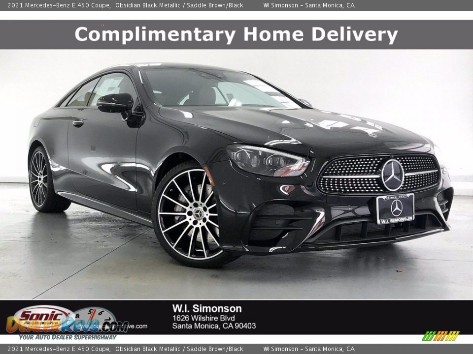 2021 Mercedes-Benz E 450 Coupe Obsidian Black Metallic / Saddle Brown/Black Photo #1
