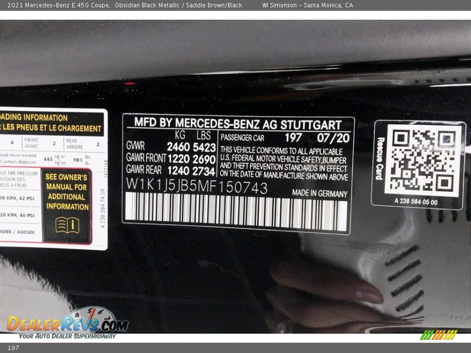 Mercedes-Benz Color Code 197 Obsidian Black Metallic