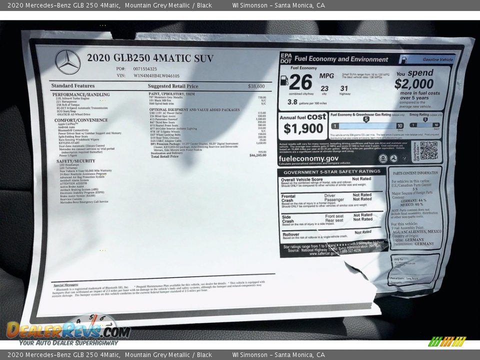 2020 Mercedes-Benz GLB 250 4Matic Mountain Grey Metallic / Black Photo #10