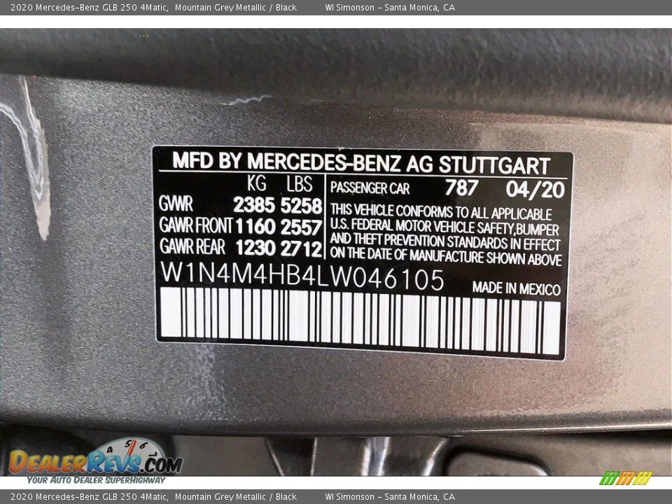 2020 Mercedes-Benz GLB 250 4Matic Mountain Grey Metallic / Black Photo #11