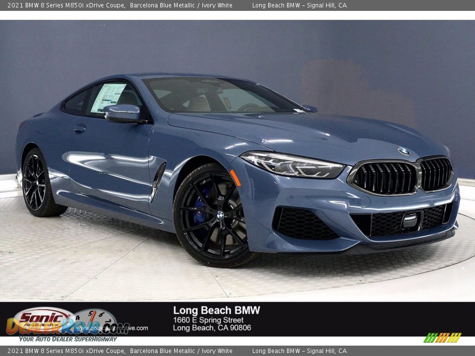 2021 BMW 8 Series M850i xDrive Coupe Barcelona Blue Metallic / Ivory White Photo #1