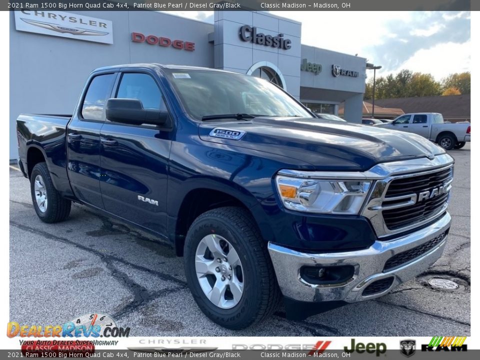 2021 Ram 1500 Big Horn Quad Cab 4x4 Patriot Blue Pearl / Diesel Gray/Black Photo #1
