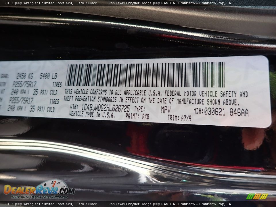 2017 Jeep Wrangler Unlimited Sport 4x4 Black / Black Photo #11