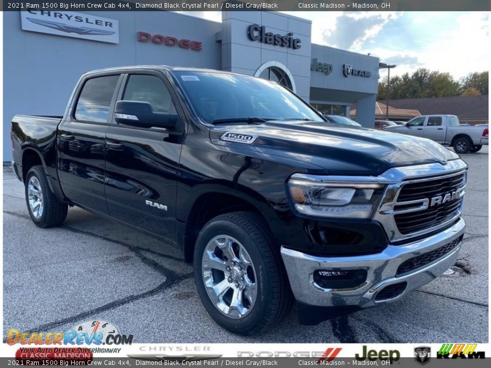 2021 Ram 1500 Big Horn Crew Cab 4x4 Diamond Black Crystal Pearl / Diesel Gray/Black Photo #1