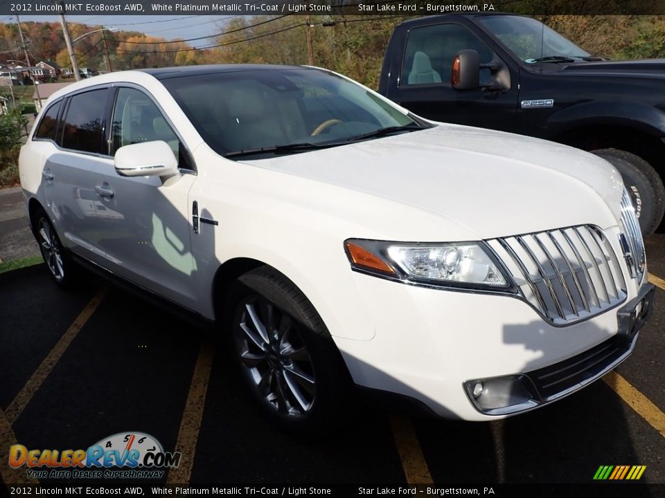 2012 Lincoln MKT EcoBoost AWD White Platinum Metallic Tri-Coat / Light Stone Photo #4