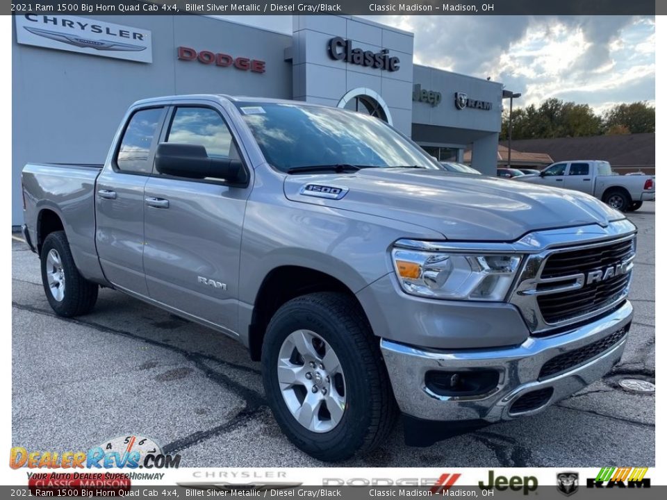 2021 Ram 1500 Big Horn Quad Cab 4x4 Billet Silver Metallic / Diesel Gray/Black Photo #1