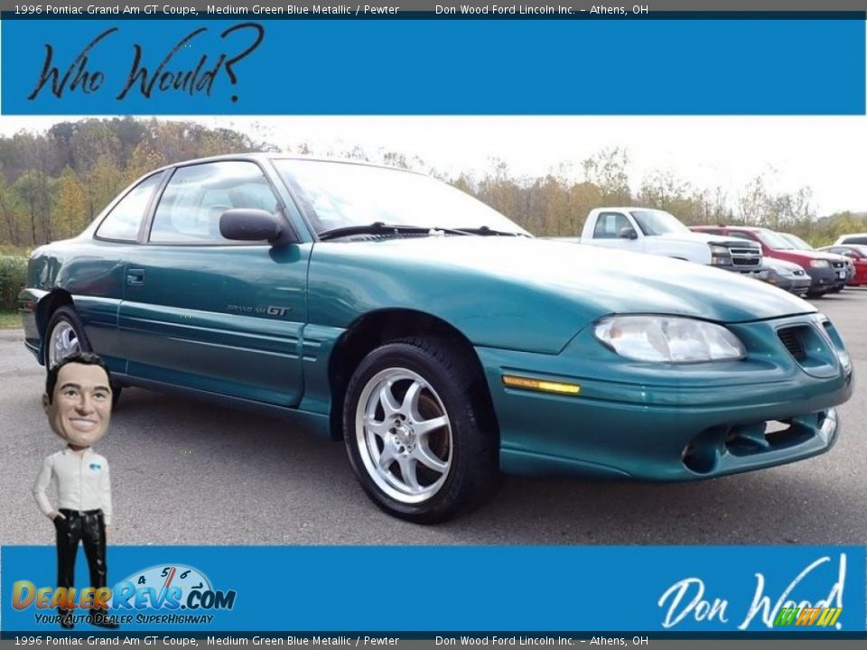 1996 Pontiac Grand Am GT Coupe Medium Green Blue Metallic / Pewter Photo #1