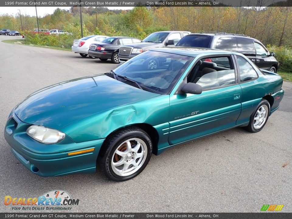 1996 Pontiac Grand Am GT Coupe Medium Green Blue Metallic / Pewter Photo #5