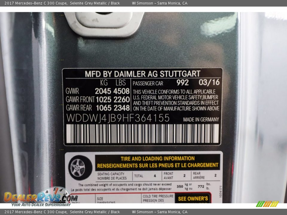 2017 Mercedes-Benz C 300 Coupe Selenite Grey Metallic / Black Photo #36