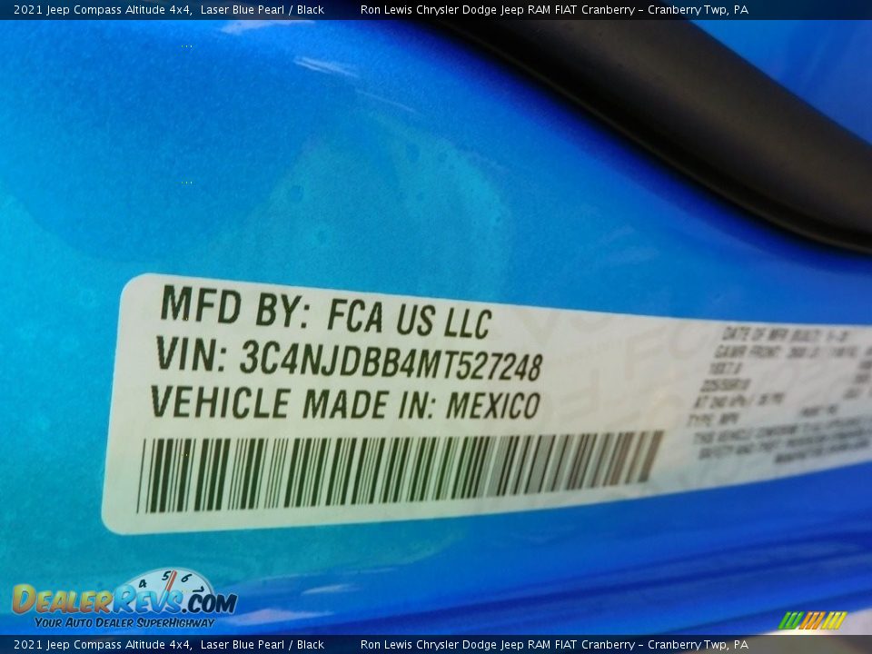 2021 Jeep Compass Altitude 4x4 Laser Blue Pearl / Black Photo #20