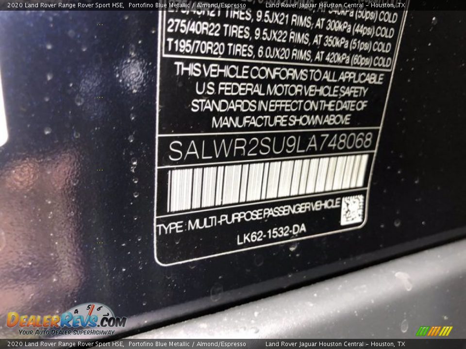 2020 Land Rover Range Rover Sport HSE Portofino Blue Metallic / Almond/Espresso Photo #33