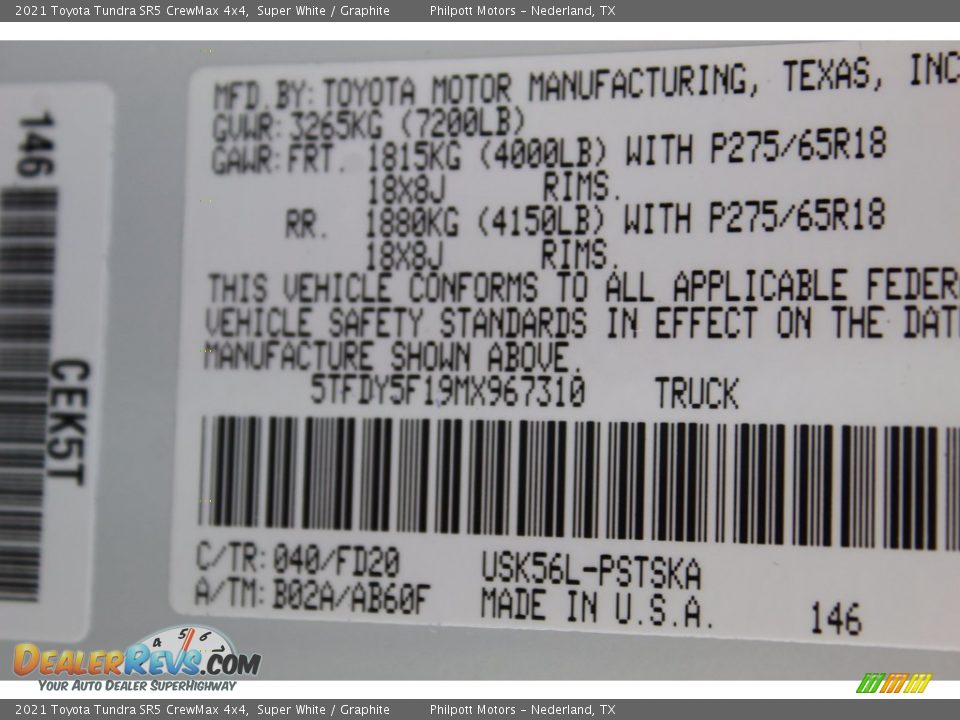 2021 Toyota Tundra SR5 CrewMax 4x4 Super White / Graphite Photo #23