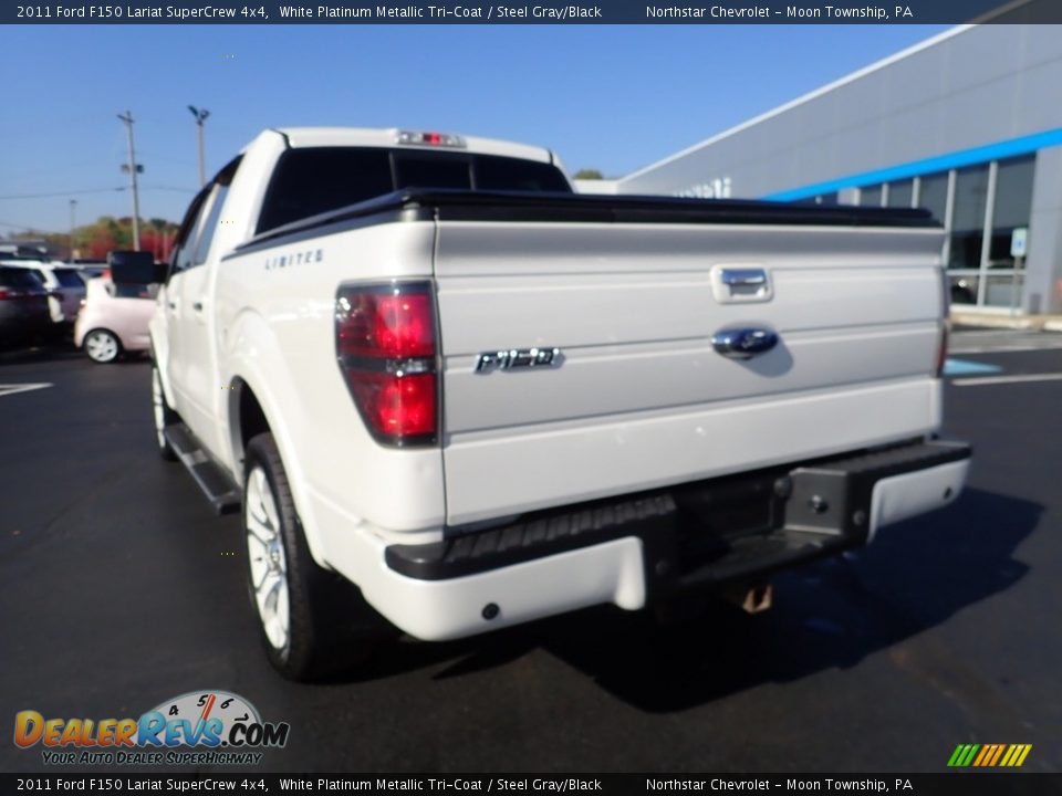 2011 Ford F150 Lariat SuperCrew 4x4 White Platinum Metallic Tri-Coat / Steel Gray/Black Photo #5
