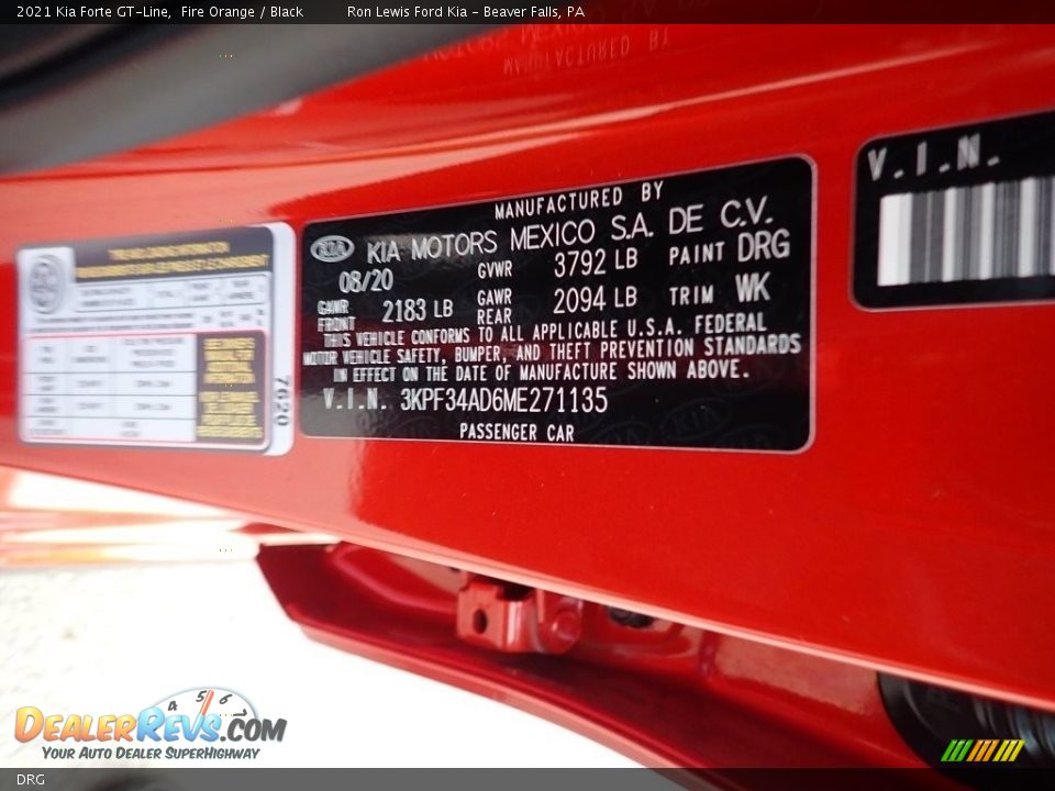 Kia Color Code DRG Fire Orange