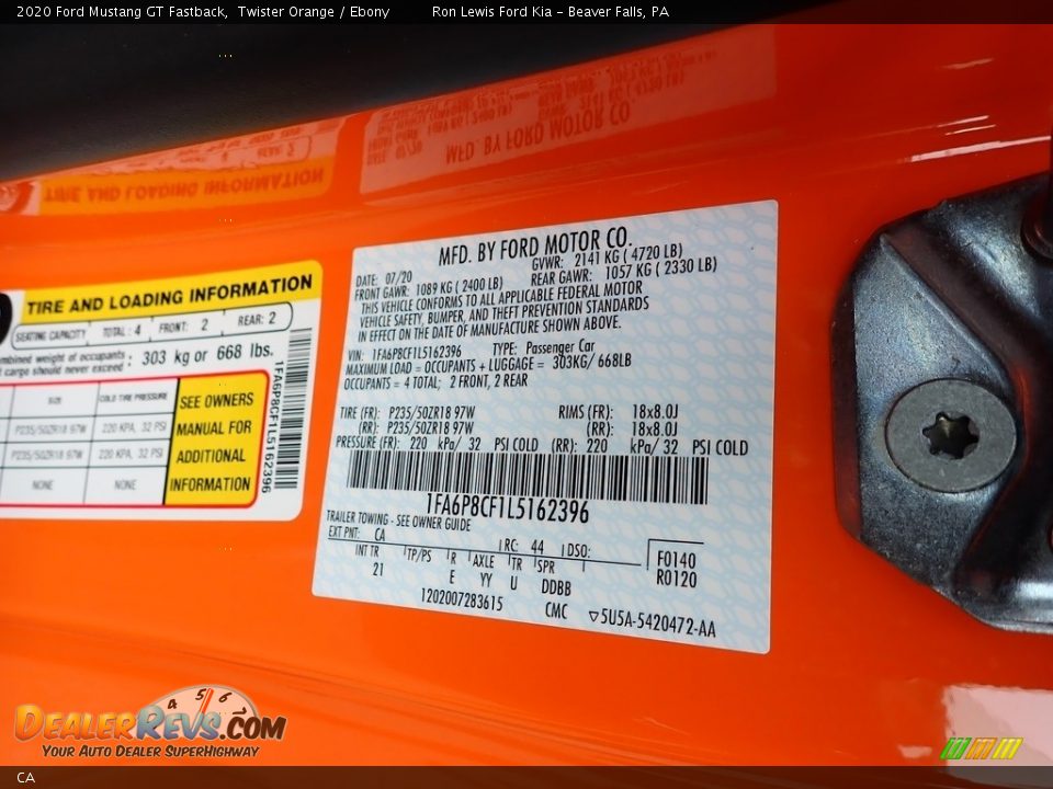 Ford Color Code CA Twister Orange
