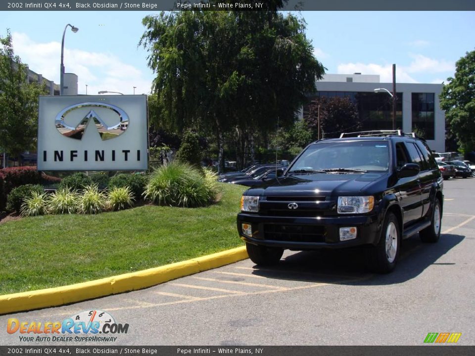 2002 Infiniti QX4 4x4 Black Obsidian / Stone Beige Photo #1