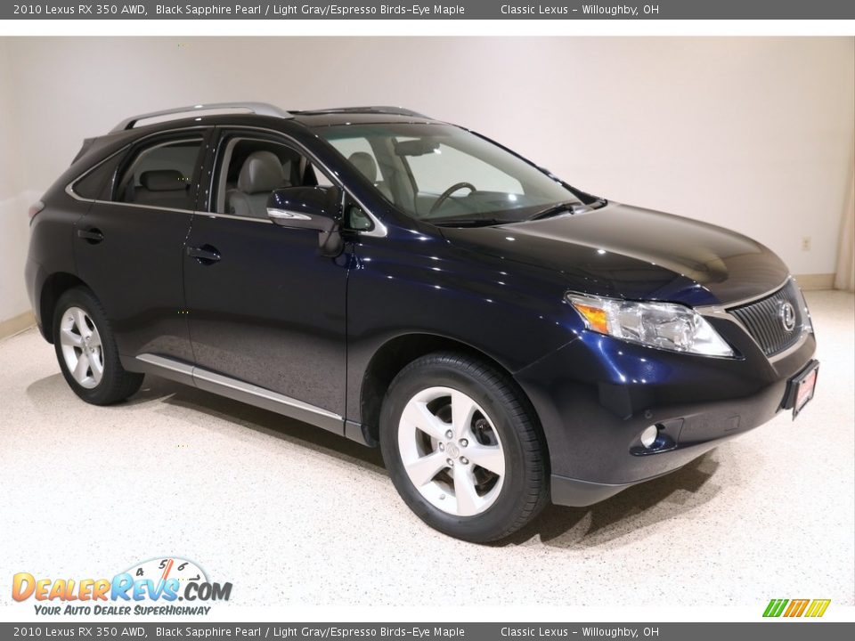 2010 Lexus RX 350 AWD Black Sapphire Pearl / Light Gray/Espresso Birds-Eye Maple Photo #1