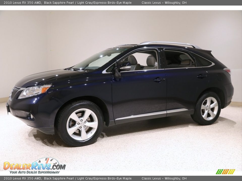 2010 Lexus RX 350 AWD Black Sapphire Pearl / Light Gray/Espresso Birds-Eye Maple Photo #3