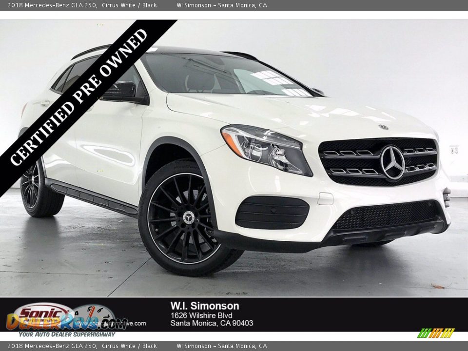 2018 Mercedes-Benz GLA 250 Cirrus White / Black Photo #1