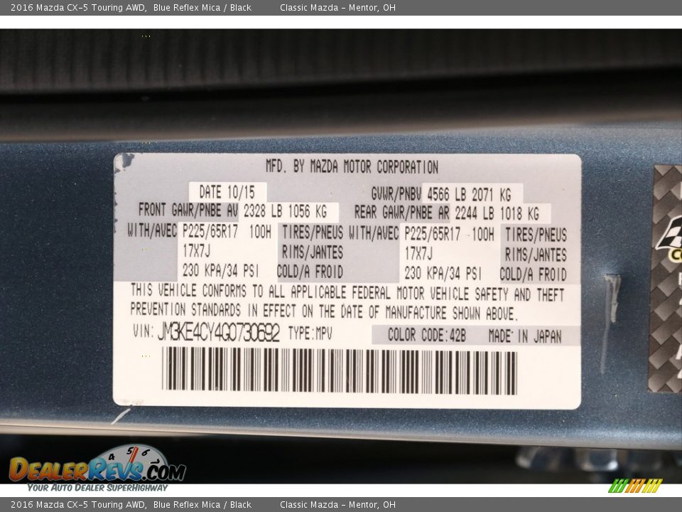 2016 Mazda CX-5 Touring AWD Blue Reflex Mica / Black Photo #18
