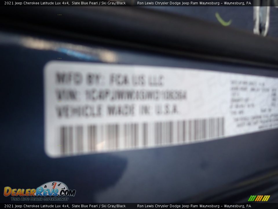 2021 Jeep Cherokee Latitude Lux 4x4 Slate Blue Pearl / Ski Gray/Black Photo #15