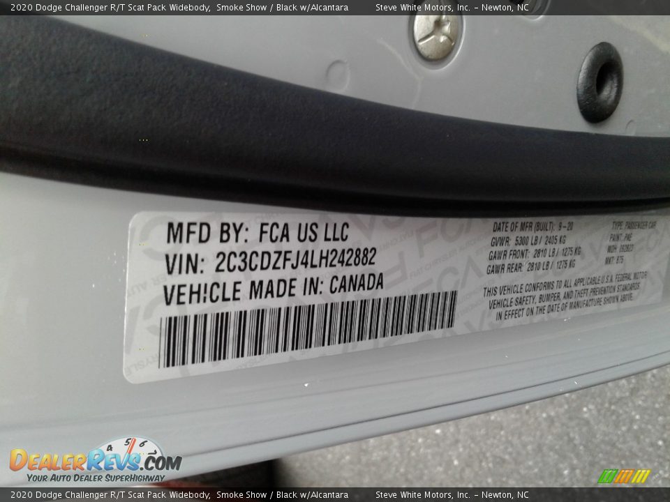 2020 Dodge Challenger R/T Scat Pack Widebody Smoke Show / Black w/Alcantara Photo #27