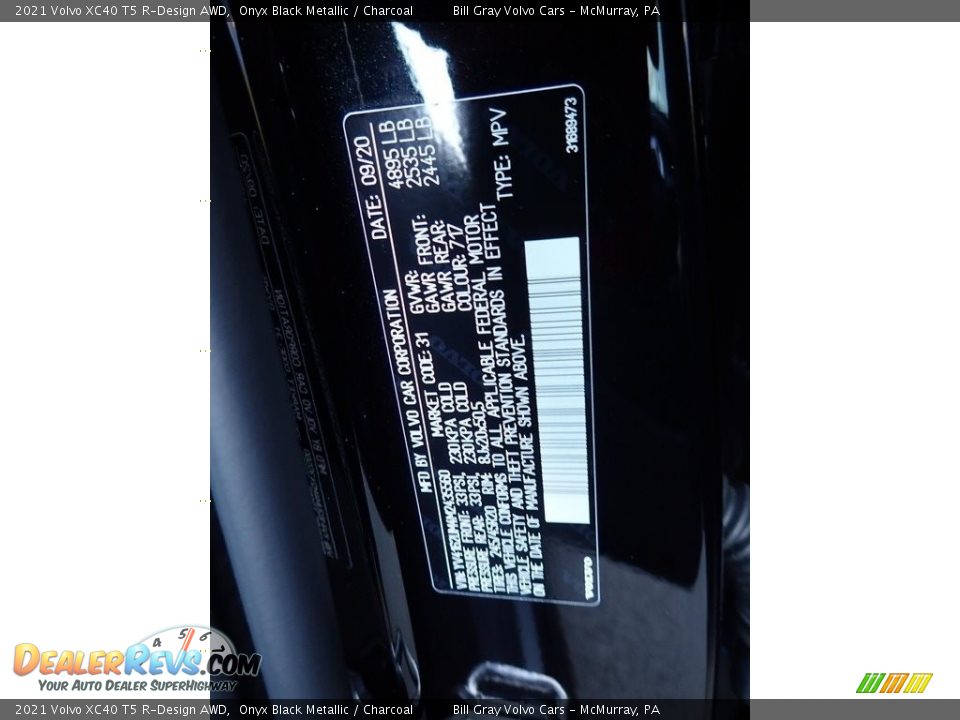 2021 Volvo XC40 T5 R-Design AWD Onyx Black Metallic / Charcoal Photo #12