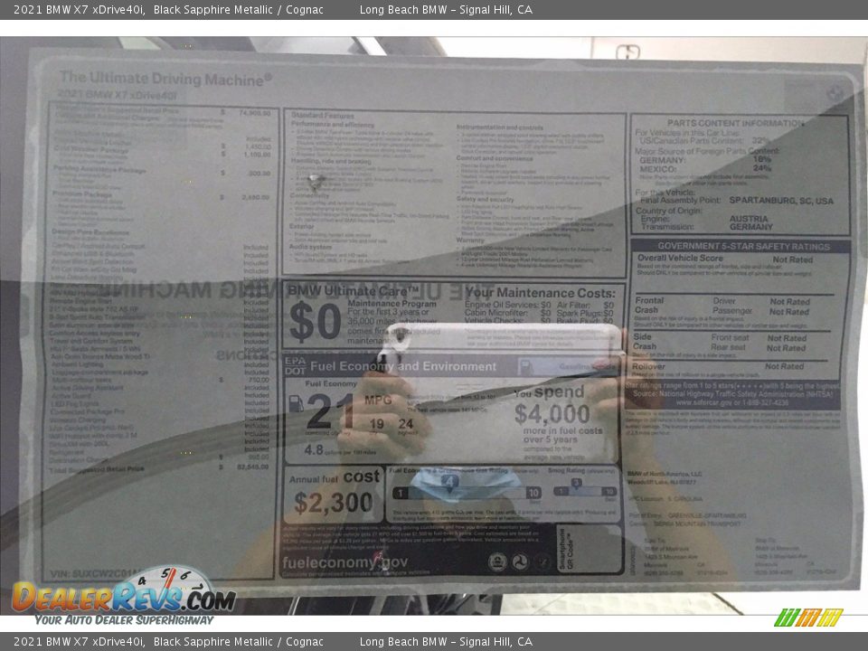 2021 BMW X7 xDrive40i Black Sapphire Metallic / Cognac Photo #17