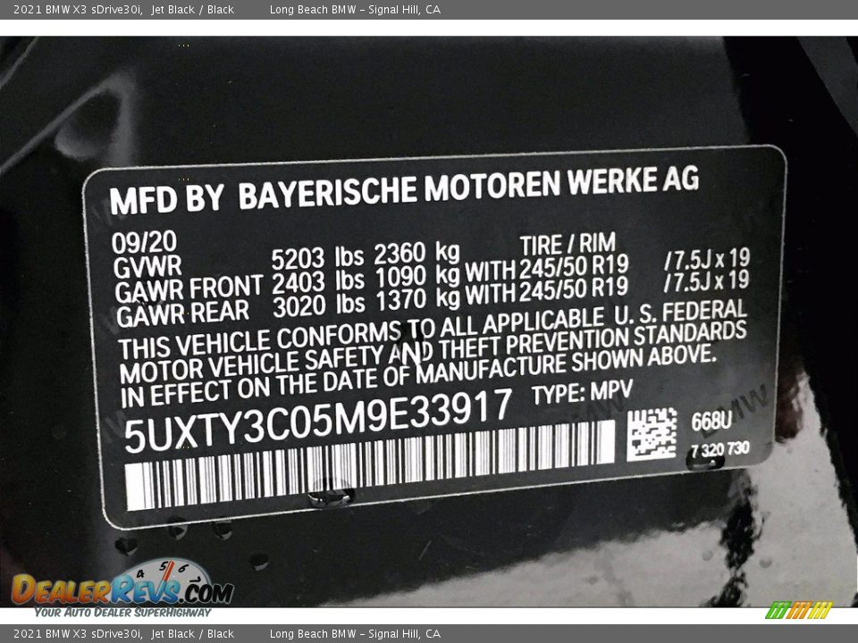 2021 BMW X3 sDrive30i Jet Black / Black Photo #18