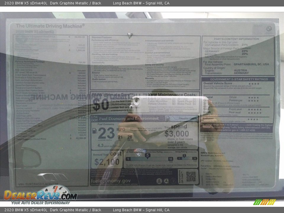 2020 BMW X5 sDrive40i Dark Graphite Metallic / Black Photo #17