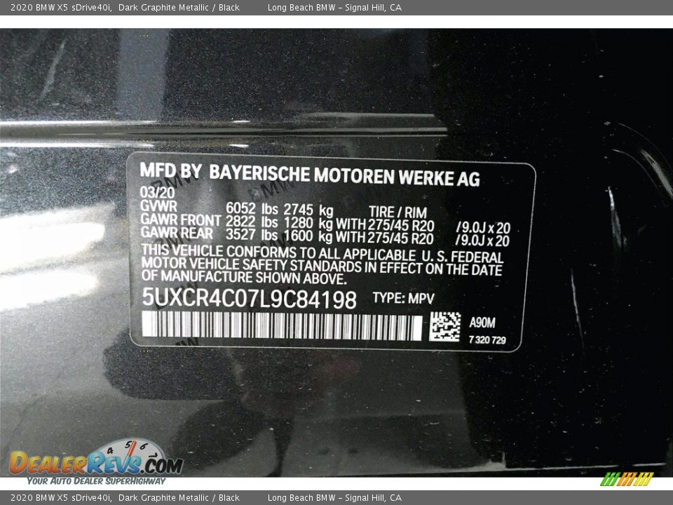 2020 BMW X5 sDrive40i Dark Graphite Metallic / Black Photo #18