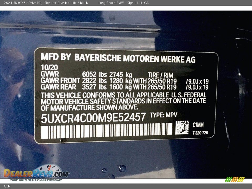 BMW Color Code C1M Phytonic Blue Metallic