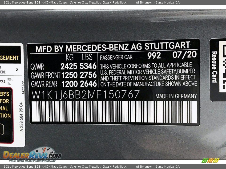 2021 Mercedes-Benz E 53 AMG 4Matic Coupe Selenite Gray Metallic / Classic Red/Black Photo #11