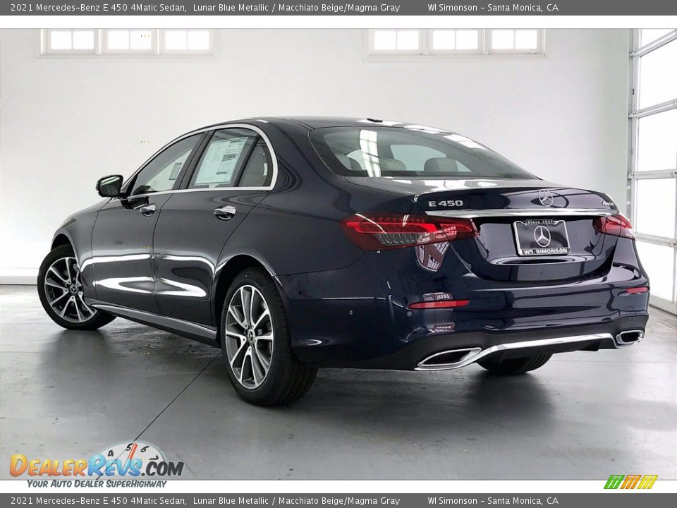 2021 Mercedes-Benz E 450 4Matic Sedan Lunar Blue Metallic / Macchiato Beige/Magma Gray Photo #2