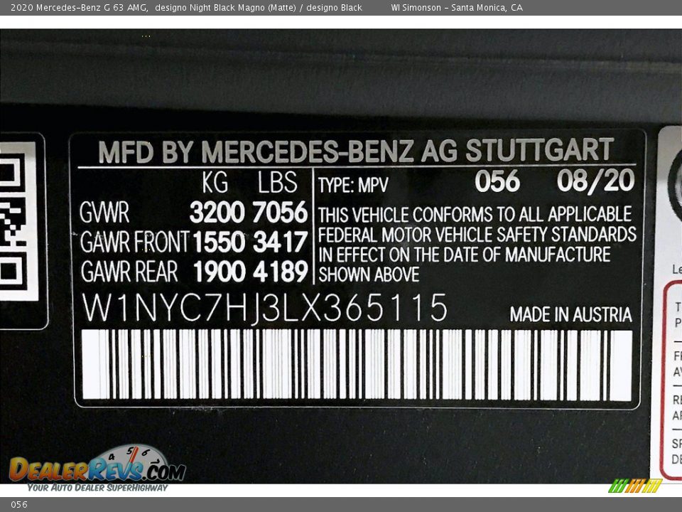 Mercedes-Benz Color Code 056 designo Night Black Magno (Matte)