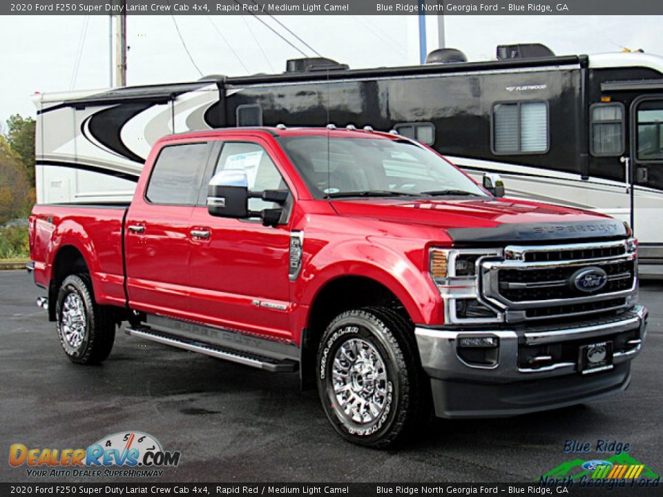 2020 Ford F250 Super Duty Lariat Crew Cab 4x4 Rapid Red / Medium Light Camel Photo #7