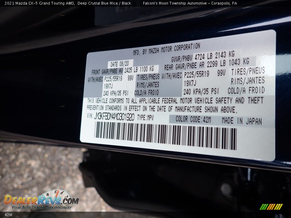 Mazda Color Code 42M Deep Crystal Blue Mica