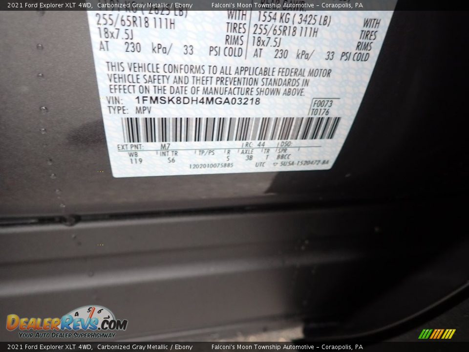 2021 Ford Explorer XLT 4WD Carbonized Gray Metallic / Ebony Photo #12