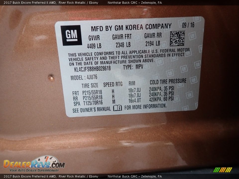 2017 Buick Encore Preferred II AWD River Rock Metallic / Ebony Photo #14
