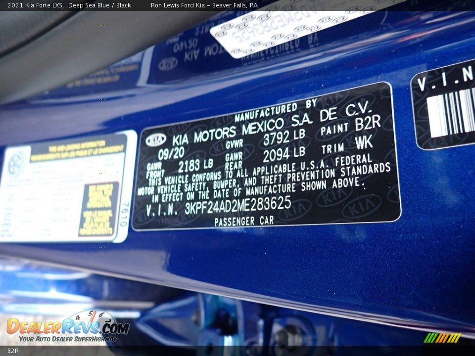 Kia Color Code B2R Deep Sea Blue